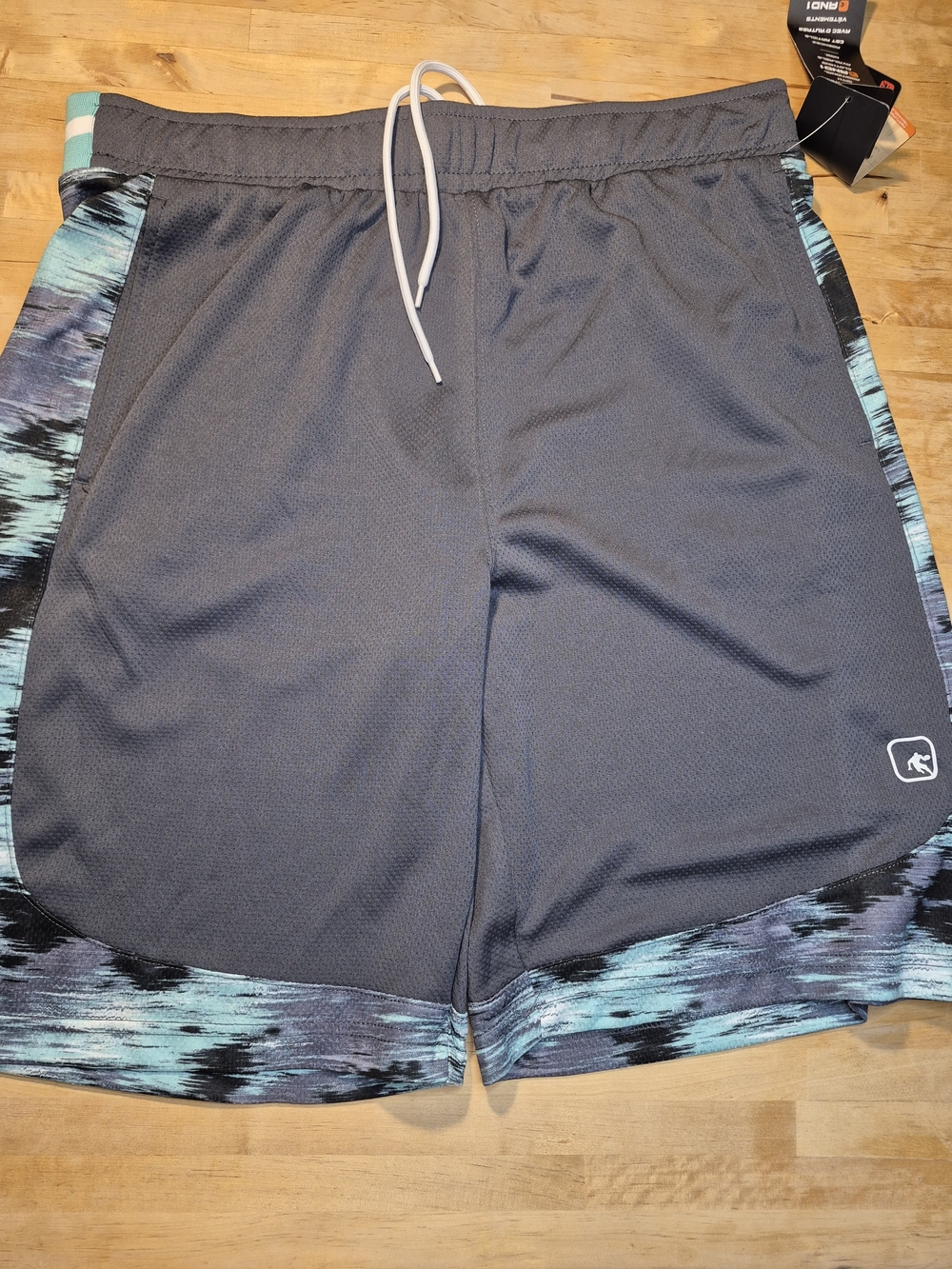And1 Gray Athletic Shorts with Aqua Pattern Trim